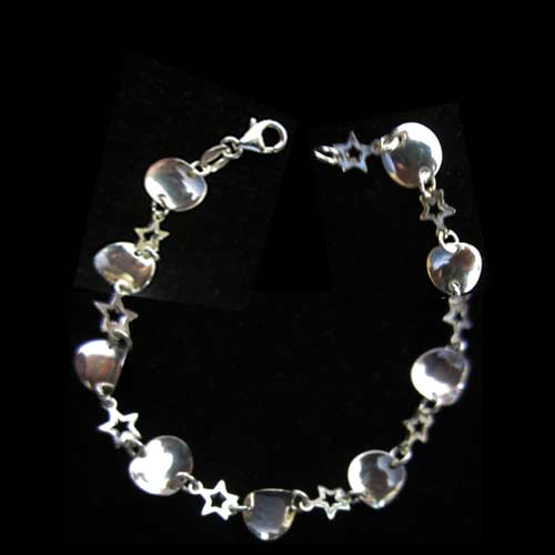 Imagen pulseras plata  motivo estrellas 1